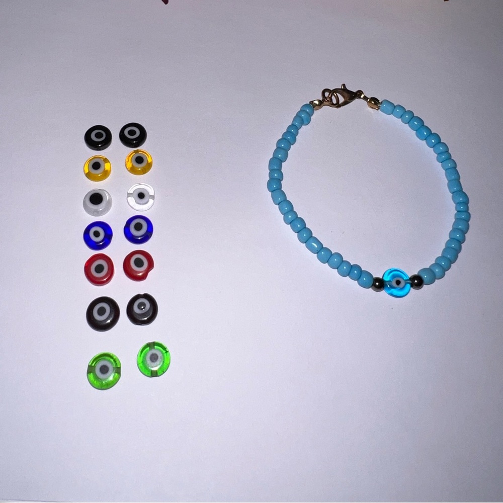 Beaded Evil Eye Bracelet, Custom Made, Super Cute, Choose your Evil Eye Color